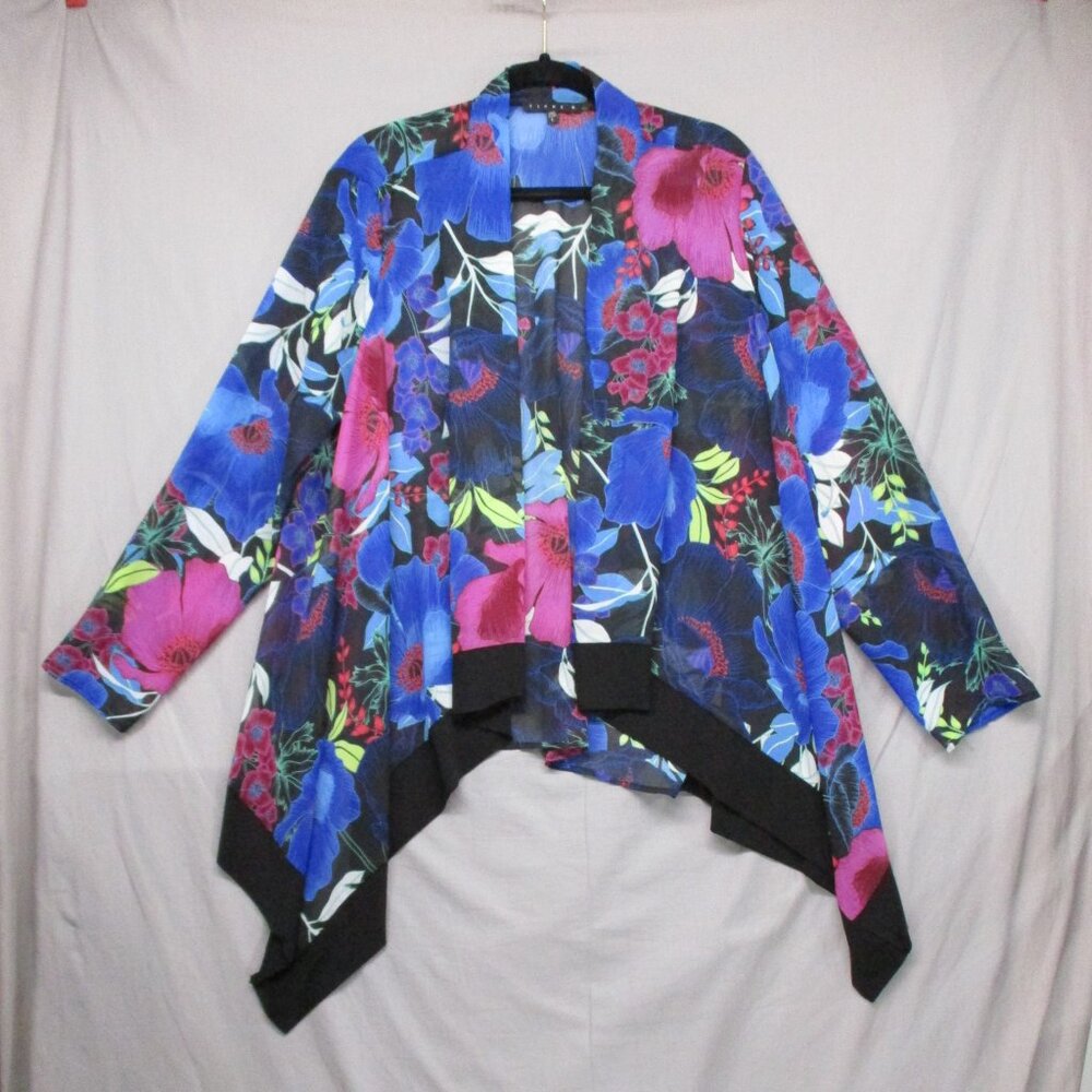 Tiana B. Sheer‎ Floral Cover Blue And Black Women Size | L